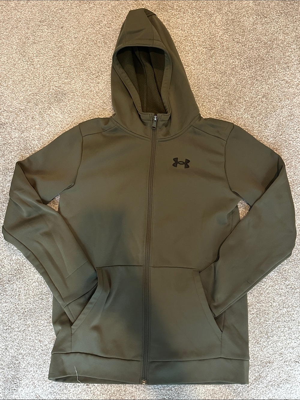 Under Armour Kids Dark Olive Green Full Zip Hooded Jacket